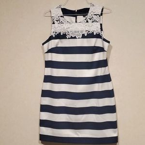 Striped navy and white dress.